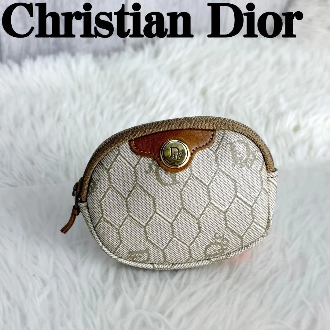 Porte monnaie Christian Dior Dior logo beige authentique du Japon RA