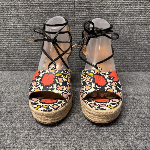 Coach Dana Leather Floral Silky Multi-color Espadrille Wedge Sandals Size 11 - Picture 2 of 9