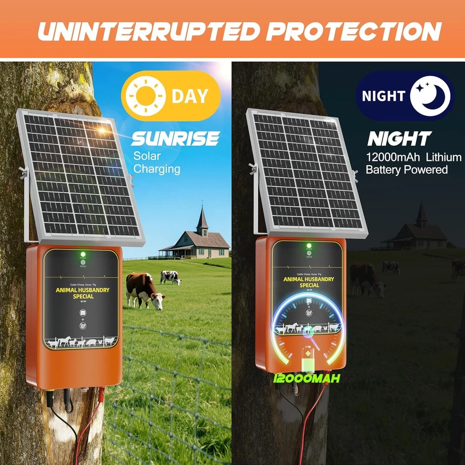 10-Mile Livestock Electric Fence, 12W Solar Panel Fast Charging,24-Hour Uninterr - Image 2 of 4
