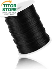 Black Nylon String Cord 110 Yards Braided Ornament Lanyard Thread 2mm 