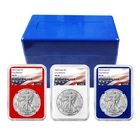 2024 $1 American Silver Eagle 3pc Set NGC MS70 ER Flag Label Red White Blue