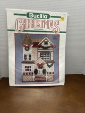 Bucilla Christmas DOORSTOP Plastic Canvas Kit Victorian House 7x10" NEW SEALED