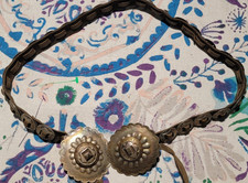 Antique Vintage Western Concho Belt Leather Navajo Star 32" Tie Native American