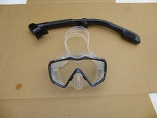 NICE CRESSI WIDE VIEW PANO 3 BLACK AND CLEAR SCUBA DIVE MASK AND SNORKEL SET
