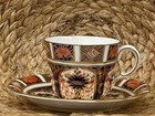 Royal Crown Derby Old Imari 1128 Scalloped Flat Cup & Saucer Set - 1st Quality