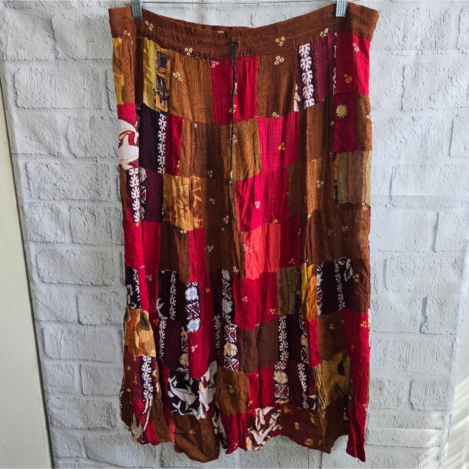 Boho Chic Patchwork Style Brown And Pink Maxi Ski… - image 2