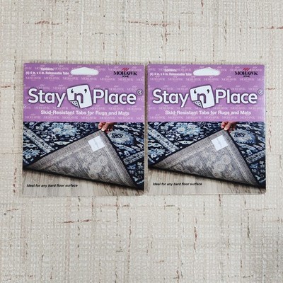 Lot of 2 (4-Pk) Mohawk Home Stay n Place Adhesive Rug Tabs Ivory 4'' x 4'' RU008