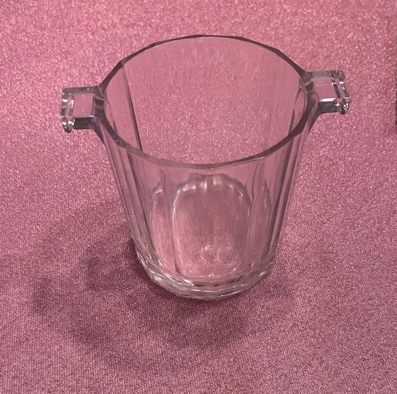 small ribbed glass ice bucket