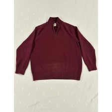 LL Bean Mens Burgundy 100 Cotton 1/4 Zip Sweater XL REG