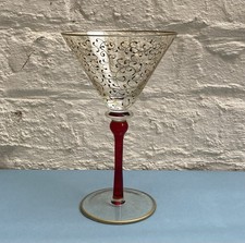 Pier 1 Rioja red stem gold scrolls cocktail martini glass immaculate