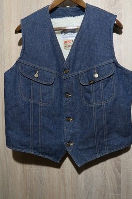Lee  Storm Rider Denim Vest Blue Jean Fleece  Sherpa Lined 70s Trucker