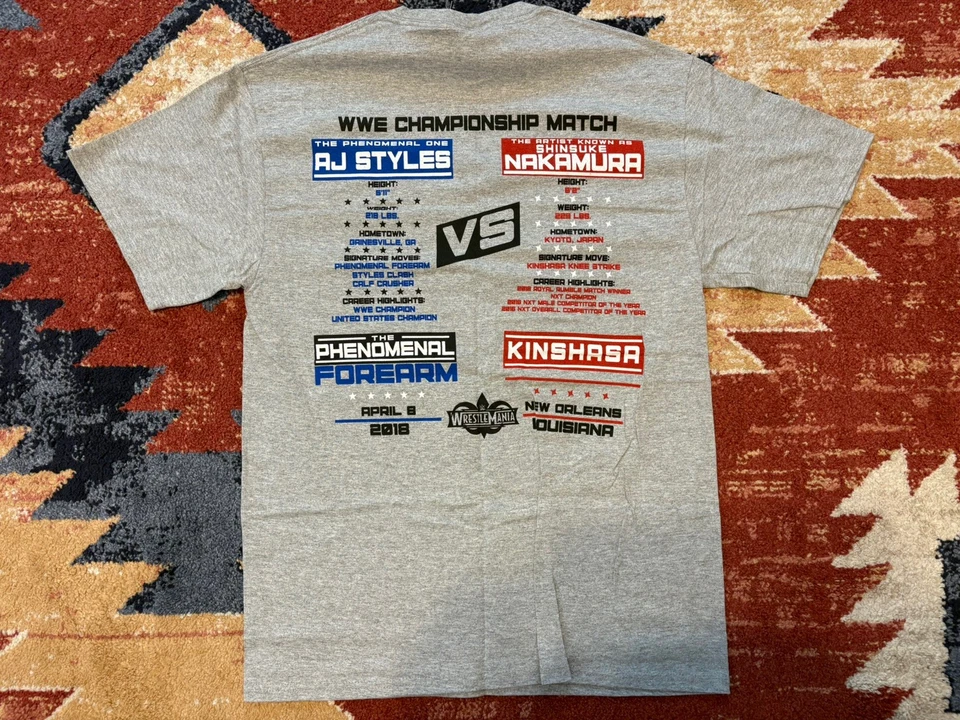WWE Wrestlemania 2018 Partido Oficial AJ x Nakamura Talla M Foto 3 de 4