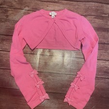 Girl  s The Children  s Place Pink Shrug With Bows M 7/8 Sweater Cropped SEE NOTES