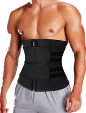 Mens Workout Waist Trainer Corset Neoprene Sauna Sweat Trimmer Cincher Belt E...