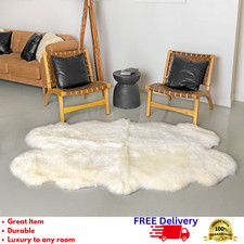 Genuine Silky Sheepskin Rug 5'10" x 3'8" Large Pelt White Shag Floor Throw New