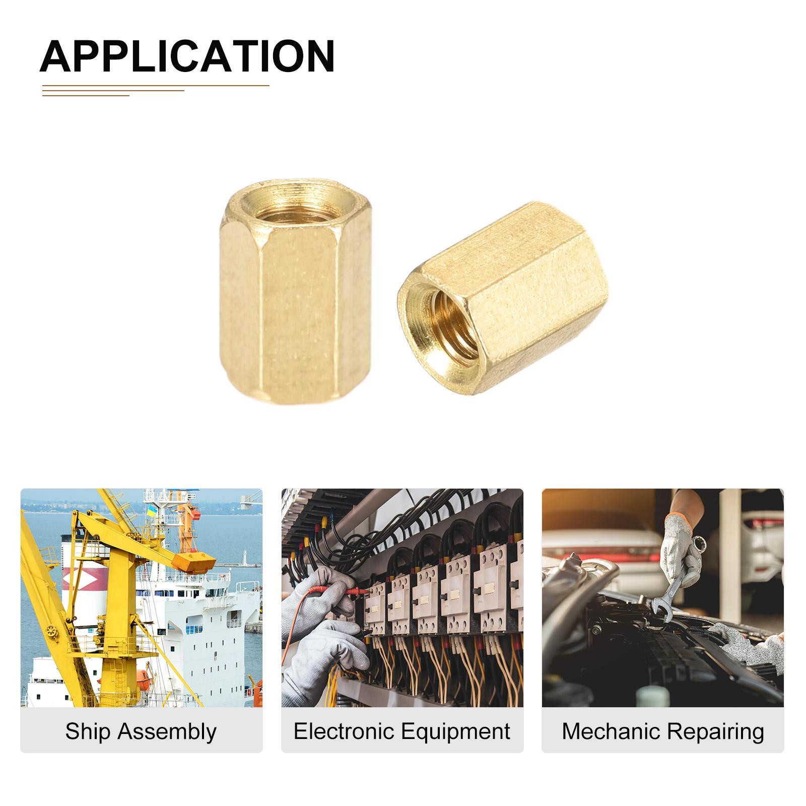 25Pack M4x6mm(DxL) Hex Standoff Spacer Nuts Female Brass Coupling Screws