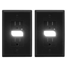 LED Guide Light Receptacle with Automatic Daylight Sensor and Wall Plate, Nig...