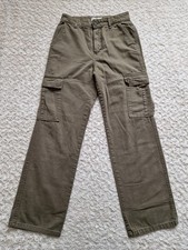 Stradivarius Khaki Cargo Trousers 10 Womens Straight Leg Utility