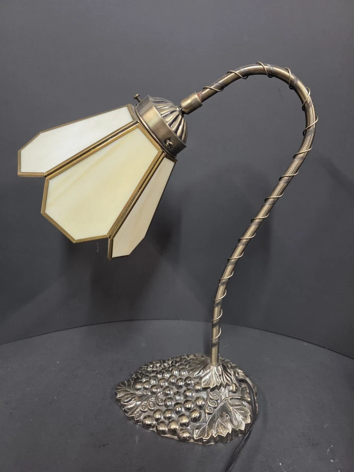 Juego de 2 lámparas de mesa de escritorio estilo bronce cuello de ganso estilo Tiffany Foto 2 de 4