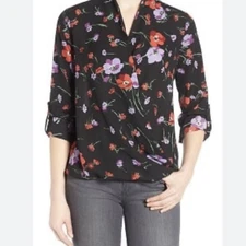 Pleione Floral Wrap Blouse Size Medium 