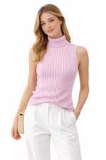 Socal Look Women's Sleeveless Turtleneck Sweater Top in Stretchable Viscose