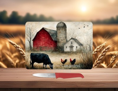 Country~ 15 x 11~ Tempered Glass Cutting Board~FREE ship~ CHOICE~Gifts~ Farm