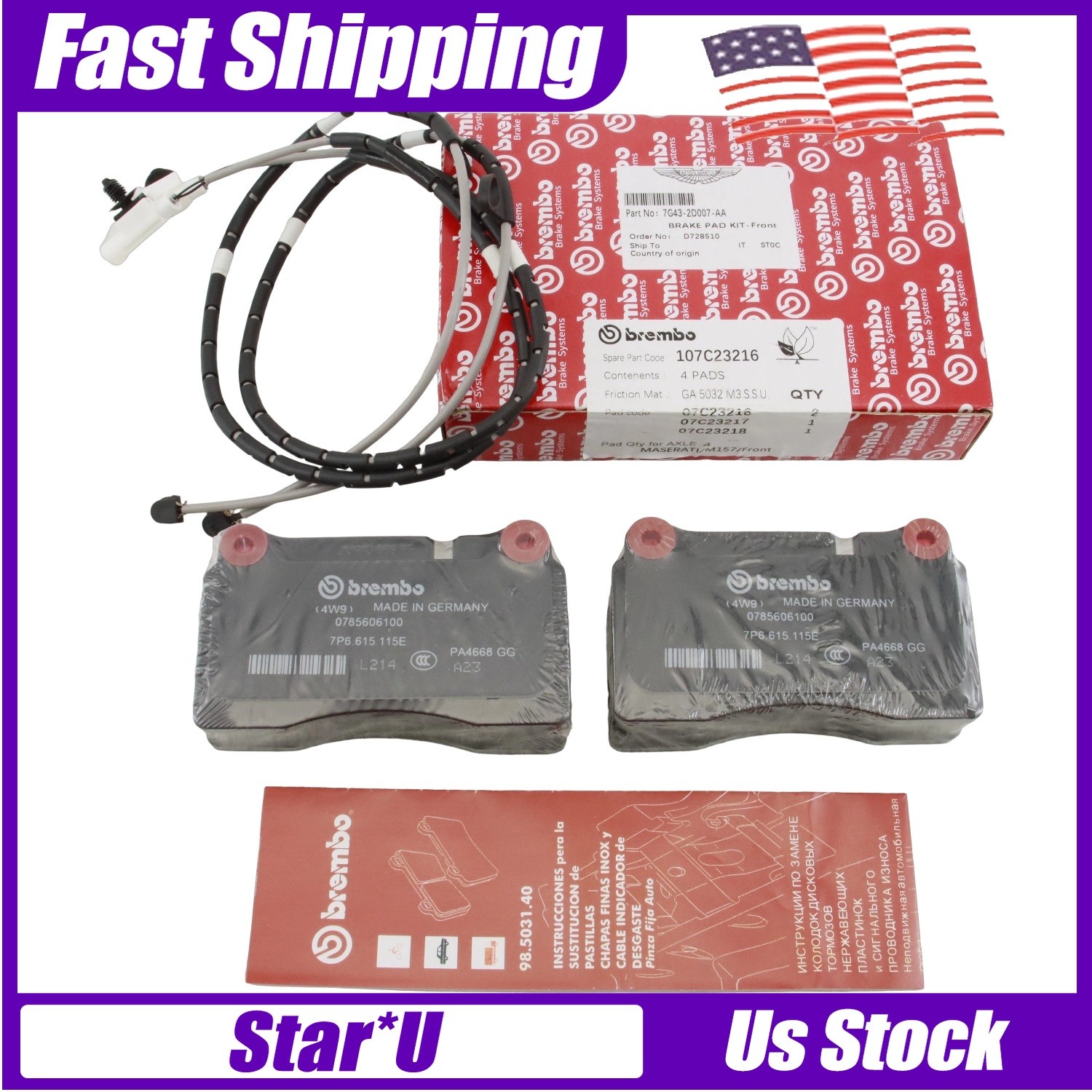 Aston Martin DB9 2004-2012 Front Brake pad kits Set P/N 7G432D007AA