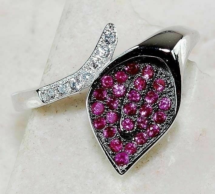 2CT Heat Treated Rubellite Tourmaline 925 Sterling Silver Ring Sz 7 G1-1