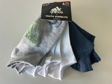 New 6 Pair ADIDAS Youth Kids Superlite NO-SHOW Aeroready SOCKS, Shoe size 2Y-5Y