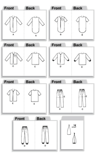 Prendas para dormir unisex para el torso camisa pantalones botines elección patrón XS-M McCall's 2950 fuera de imprenta - Imagen 2 de 2