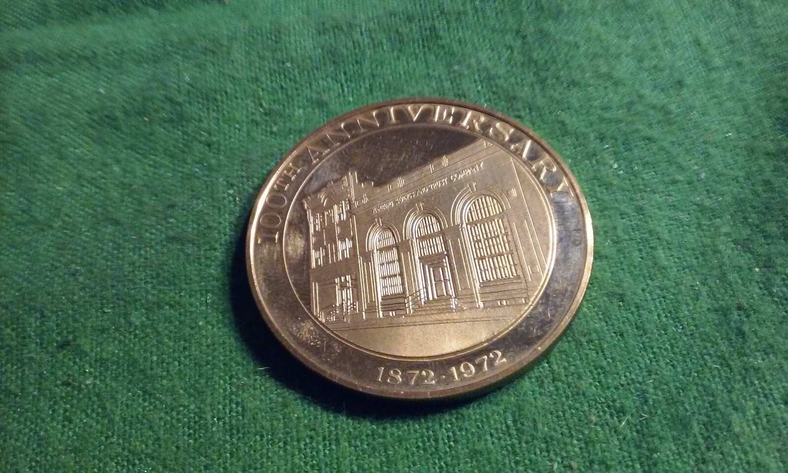 1972 100th ANNIVERSARY Hamburg Savings and Trust Co Bronze Coin Token Medal 1.5