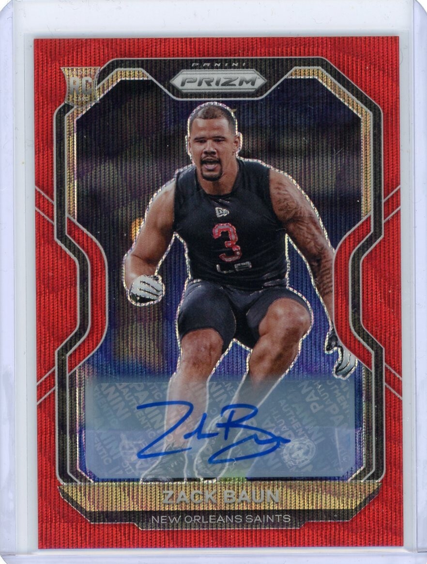 2020 Panini Prizm Football Ruby Wave Rookie Autograph 387 Zack Baun No 59 of 149