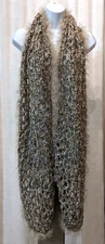 Crochet Scarf 84" Long - 12" Wide Handmade Brown Tan Cream Scarf Long Soft Scarf