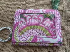 Vera Bradley Olivia Pink Zip Top ID/Card Keyring Lanyard Case Coin Wallet Floral