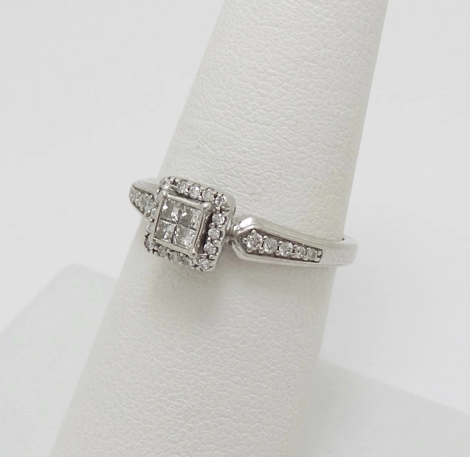 1/4CT Natural Diamond Anniversary Engagement Wedding Bridal Ring 10K White Gold - Image 3 of 4