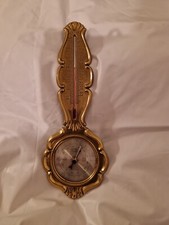 Barometer mit Thermometer aus Messing ( 1950 ) 31 cm Hoch und  12 cm breit 