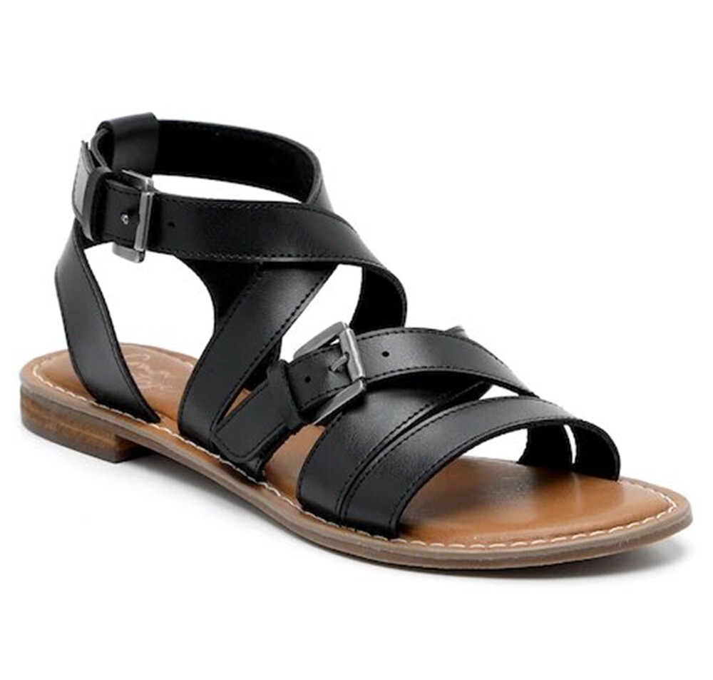 Винтажные женские босоножки Crown Sz 6 Remy с ремешками и черной пряжкой из искусственной кожи