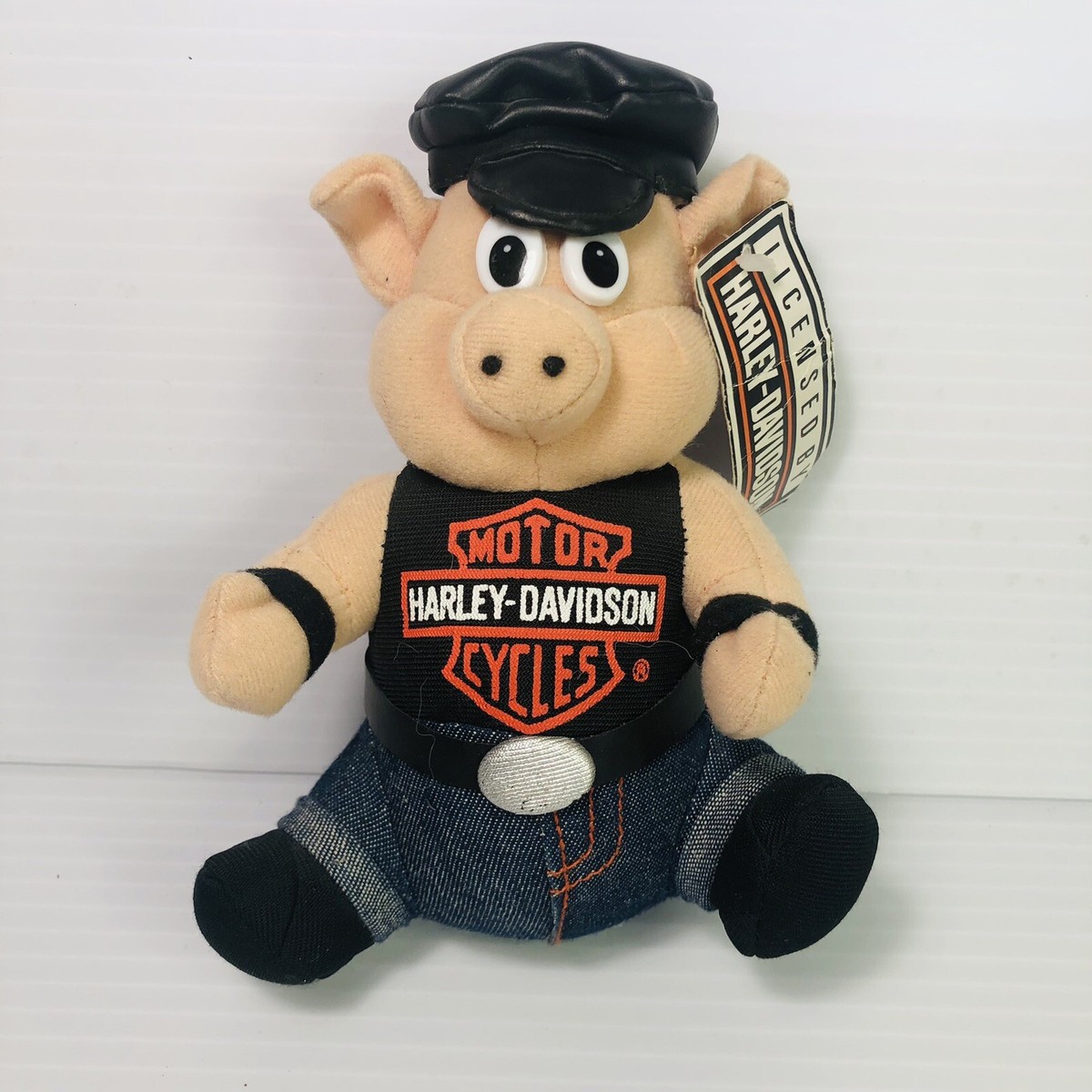 Harley Davidson Motorcycle Pig With Black Jacket Plush Toy