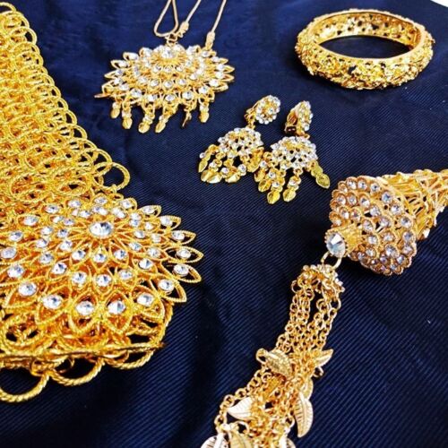 Thai Gold White Jewelry Set Dance Show Wedding Occasional Parade Festival New - Picture 5 of 7