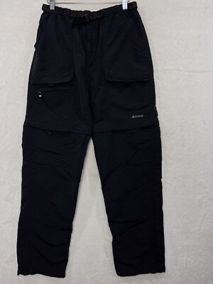 EMS Nylon Convertible Hiking Pants Women 10/Black Zip-off Legs Belt Strap Pocket