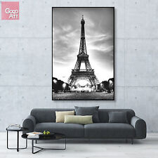 Paris Eiffel Tower Black White Red Vintage 3.2 Wall Art Canvas Picture Print 