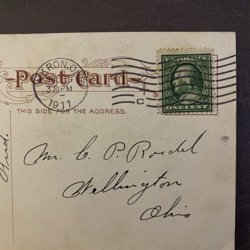 ANTIQUE CANOE POSTCARD Victorian Leisure boating State Mills Akron OH 1911 post - Picture 7 of 7
