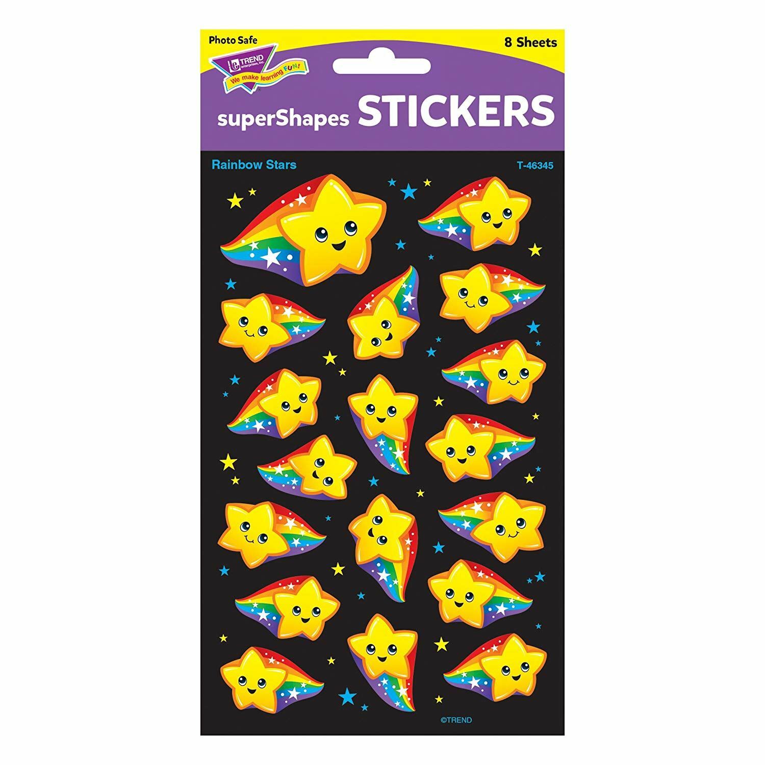 144 Rainbow Stars Reward Stickers - Large SuperShapes ideal for Teachers
