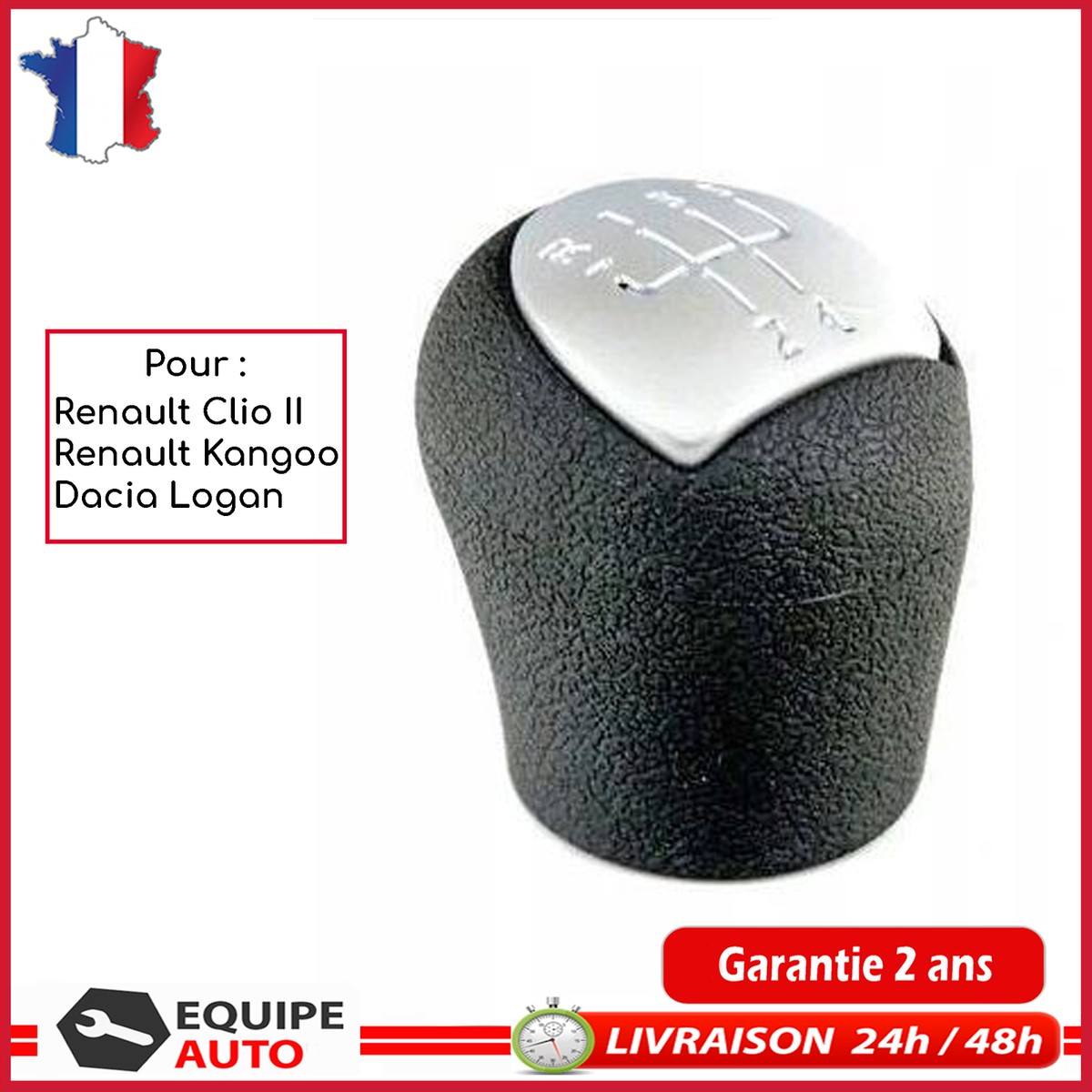 Pommeau Levier De Vitesse Noir 5 Vitesses - Parfait Pour Logan, Clio II, Kangoo & Twingo I