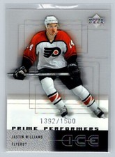 2000-01 Upper Deck Ice #d 1392/1500 Justin Williams #97 Acetate Rookie Card RC