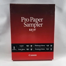 Genuine Canon Pro Paper Sampler Pack 8.5x11 Letter New Sealed 20 Sheets Total
