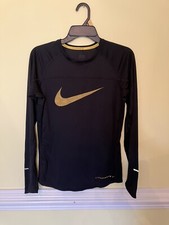 Nike Dri-Fit Boys Size Medium Black Swoosh Graphic Long-Sleeve Shirt