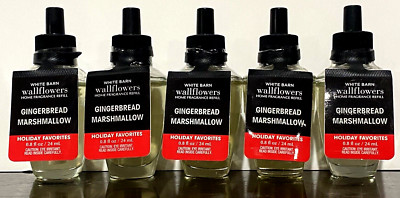 Bath & Body Works Lot of 5 Xmas GINGERBREAD MARSHMALLOW Wallflower Refill Bulbs