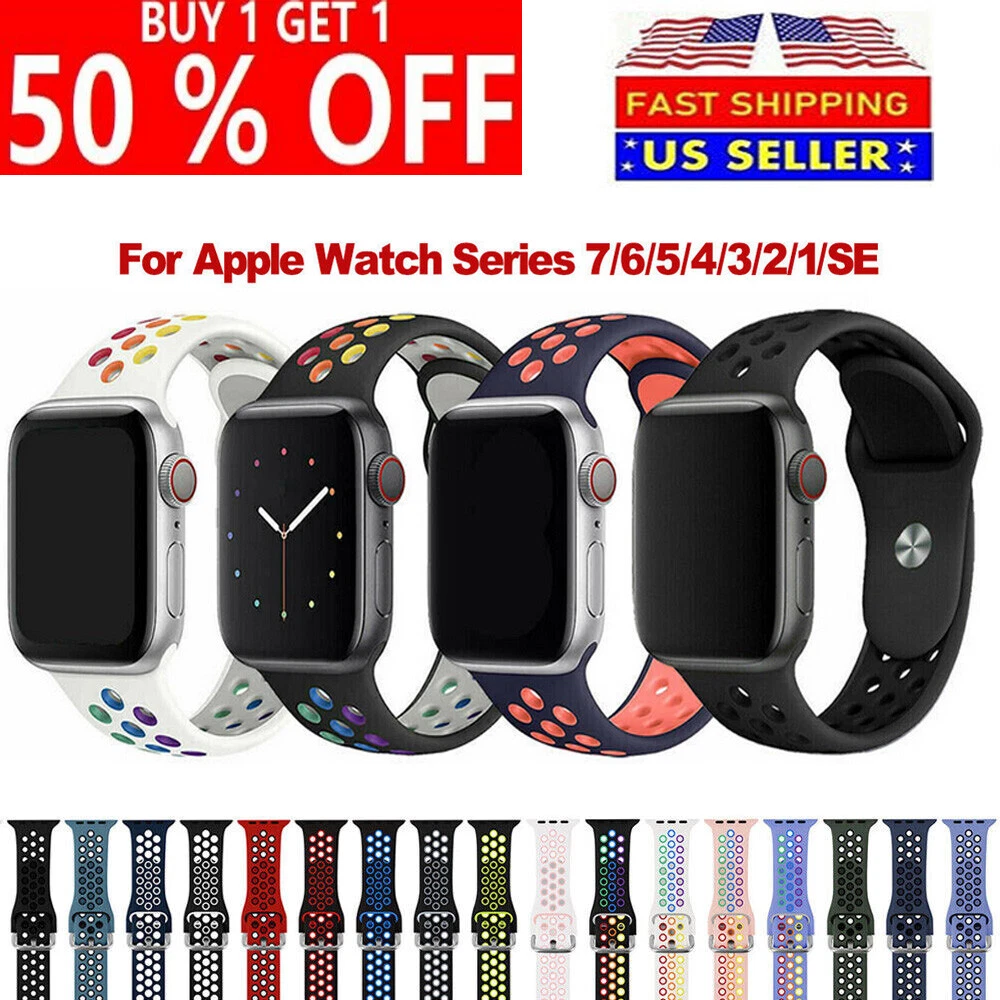 Sport Band Silicone iWatch Strap For Apple Watch 7 SE 6 5 4 3 2 1 38 /41/44/45mm