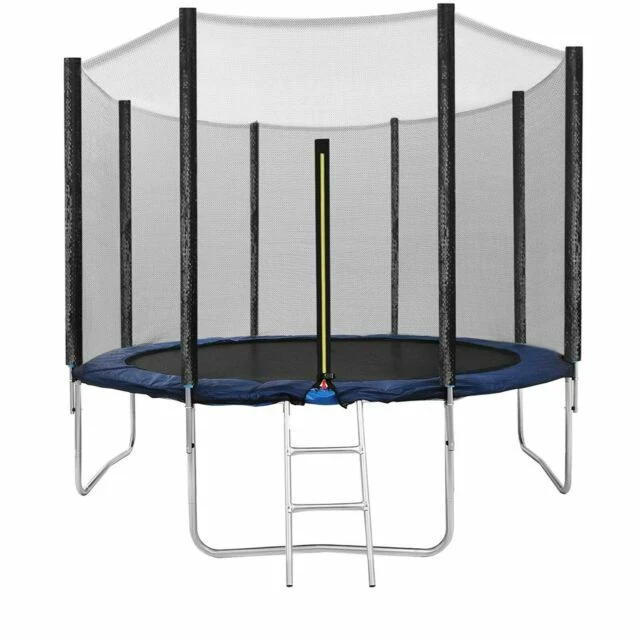 Walexo Rete Di Sicurezza Per Trampolino Con 6 Aste, Diametri Da 244 A 457 Cm, Altezza Rete Variabile, Colori Nero, Blu, Verde, Con Tappi Terminali